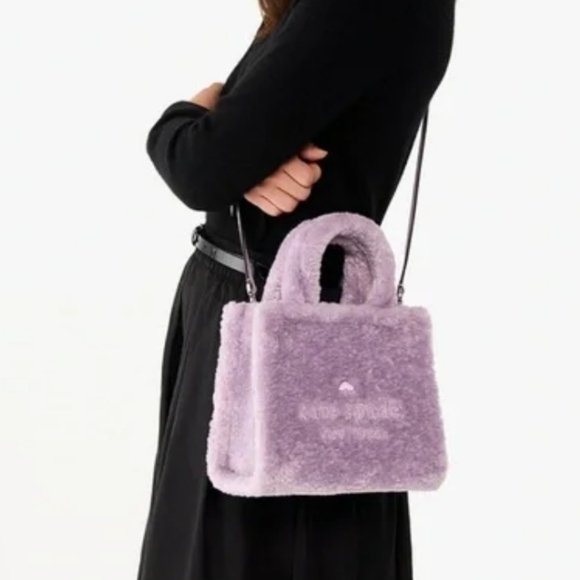 NWOT Kate Spade Ellie Lavender Purple Faux Fur Small Tote Bag - Picture 3 of 16